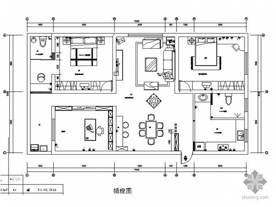 高层三居室现代风装修图资料下载-[上海]某三居室装修图