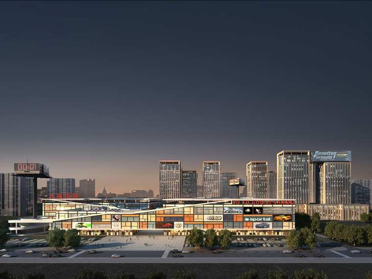 现代商场3D模型资料下载-多层商场建筑3D模型下载