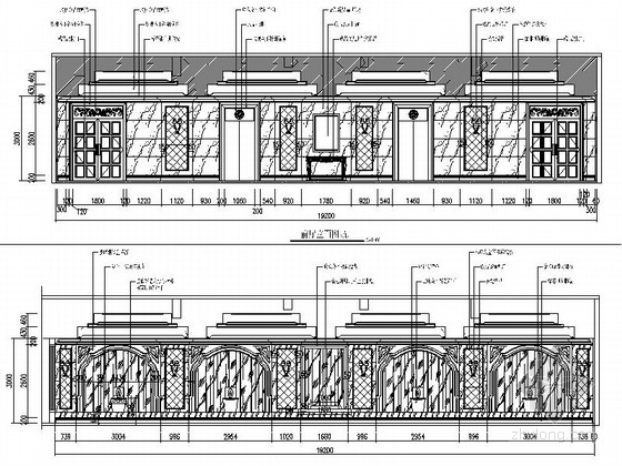 某酒店欧式古典豪华商务会所室内装修设计施工图（含效果）-某酒店欧式古典豪华商务会所室内装修设计立面图 