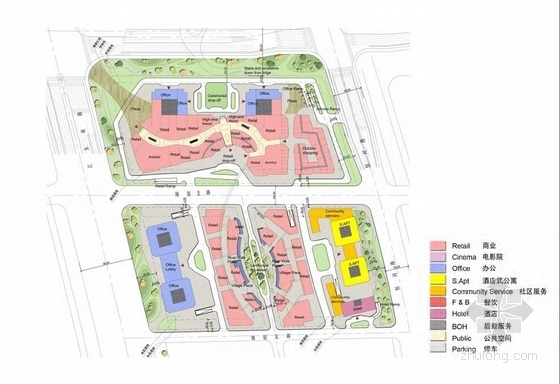 [南京]超高层对称式商业综合体建筑设计方案文本-超高层对称式商业综合体建筑平面图
