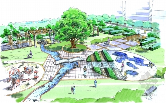 [杭州]小镇风情滨水公园景观规划设计方案（含CAD图纸）-景观效果图