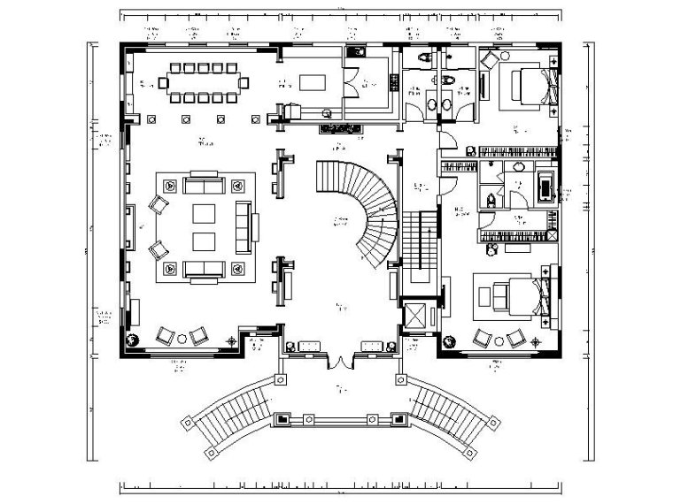 160平方欧式资料下载-[天津]欧式古典复式别墅设计施工图（含效果图）