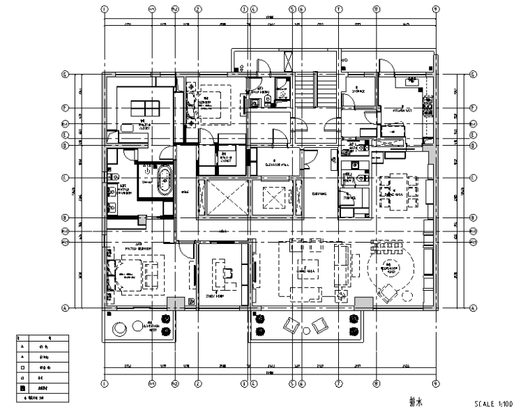 [上海]北美风格四居室住宅设计施工图（附效果图）-给排水布置图