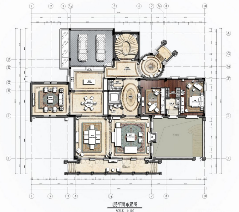 欧式别墅设计带效果图资料下载-欧式风格豪装别墅设计方案(含效果图)