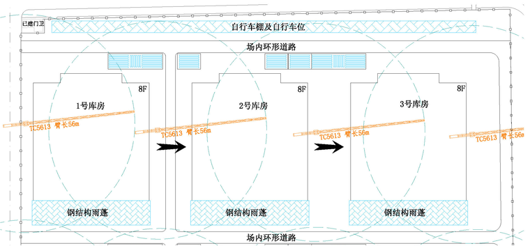 [杭州]厂房易地技术改造项目钢结构工程施工方案（19页）-17库房钢结构施工平面图