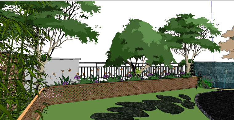养老度假景观设计资料下载-休闲度假别墅庭院景观设计模型　