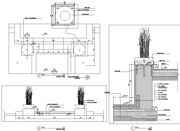 [四川]生态复合多层次花园洋房住宅区景观设计全套施工图-特色花钵设计详图