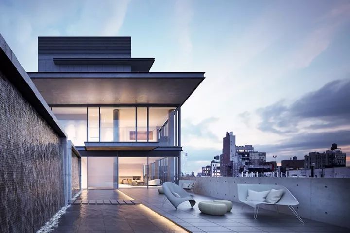 钢制栏杆节点图资料下载-安藤忠雄设计的公寓楼，顶层复式效果图公开，售价2.4亿