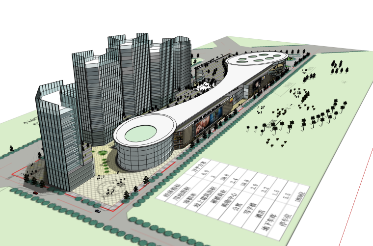 SU城市设计模型资料下载-大型城市商业综合体建筑SU模型