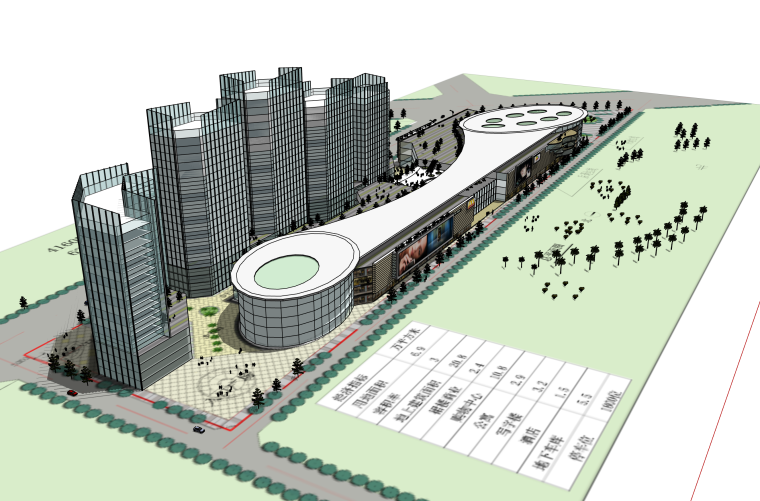 现代大型商业综合体建筑资料下载-大型城市商业综合体建筑SU模型