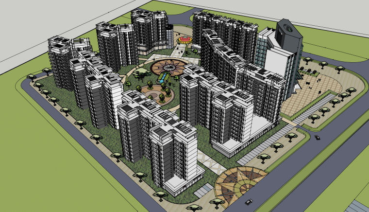居住区规划设计全套资料下载-居住区规划完整全套su模型