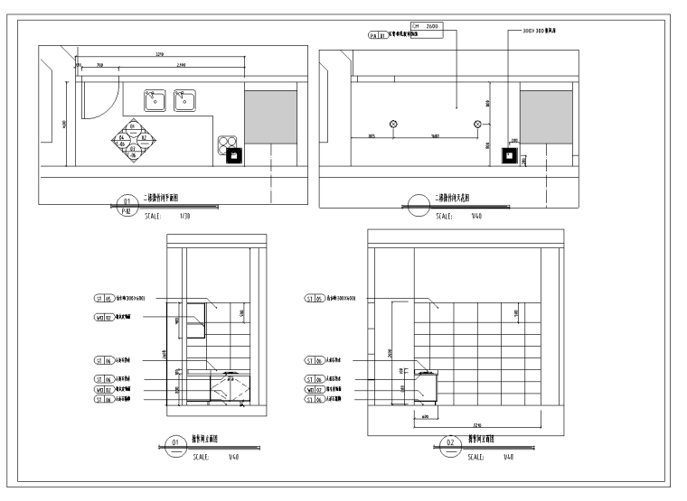 某茶馆室内装修设计完整图纸（含施工图JPG）-二层操作间大样图