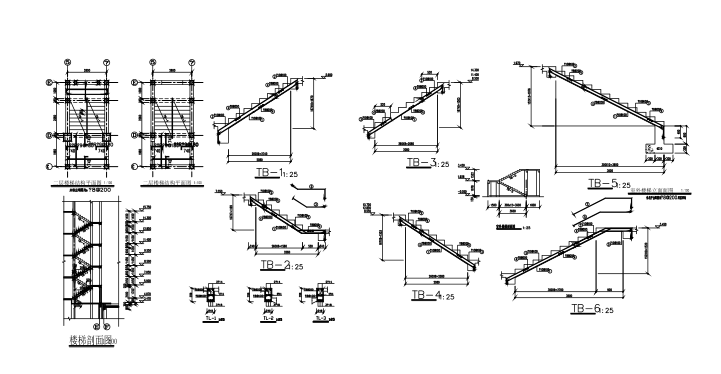 6层底框结构住宅楼结构施工图（CAD、12张）-楼梯详图2