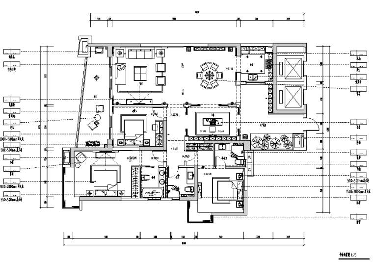 客厅吊顶中式资料下载-中式风格样板房设计施工图（附效果图）