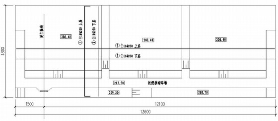 [重庆]翻板闸建设工程全套施工图-扶壁挡墙底板钢筋图 