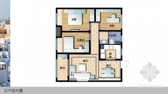 su地中海风格卧室模型资料下载-85㎡地中海风格两室一厅样板间软装概念方案
