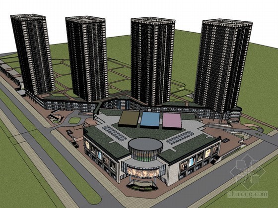 sketchup大树模型资料下载-高大现代建筑SketchUp模型下载