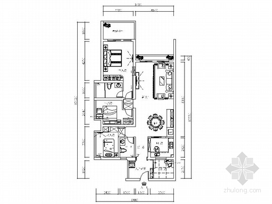 深圳欢乐海岸CAD资料下载-[深圳]中式风格四居室装修CAD施工图（含效果）