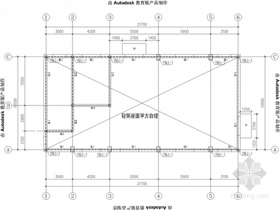 [内蒙]单层换热站砖砌体结构施工图-屋顶平面布置图 