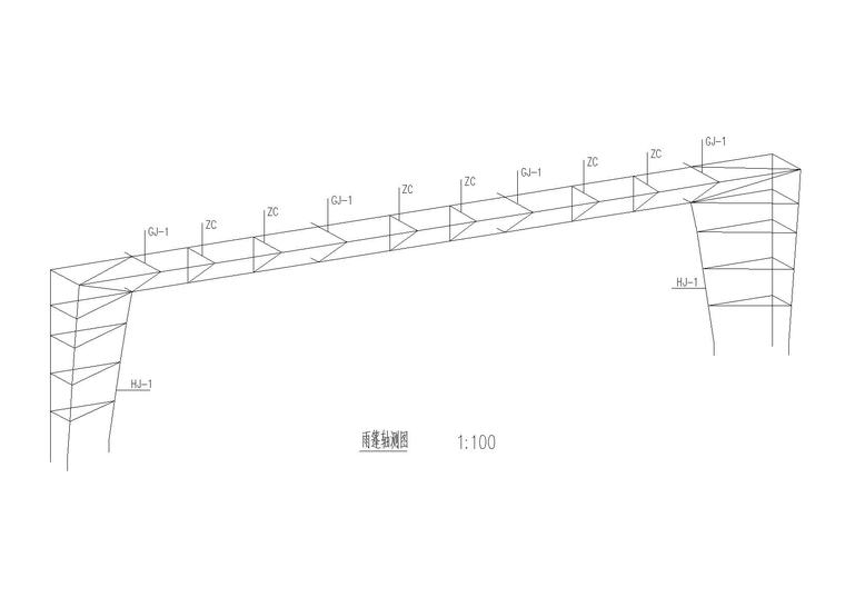 体育馆结构施工图_螺栓球网架屋盖2014-雨棚轴测图
