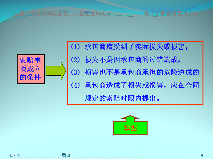 建设工程施工合同管理-案例分析-索赔事项成立的条件