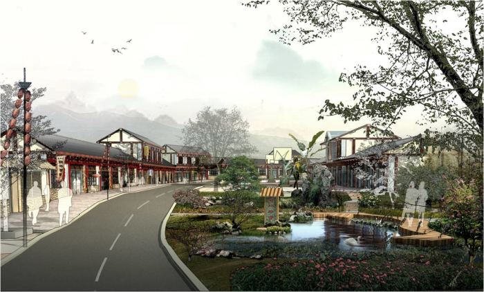 滨水商业街景观规划设计方案资料下载-[四川]山泉小镇景观规划设计方案
