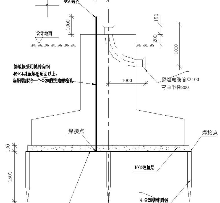 高杆灯灯具资料下载-40米升降高杆灯基础图