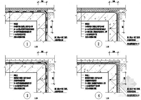 外贴法防水资料下载-外防外贴(涂)法地下室顶板与壁板转角位防水构造2