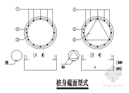 挖孔桩大样资料下载-人工挖孔抗拔桩大样及桩表节点构造详图