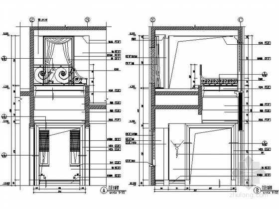 [北京]美式田园风格两层别墅样板房设计装修图（含实景）门厅立面图 