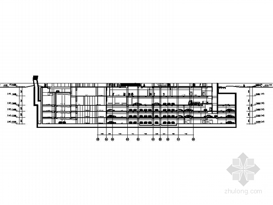 [北京]5层现代风格知名商业广场各层平面施工图-5层现代风格商业广场车库剖面图