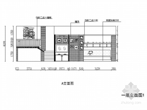 [青岛]意式风格咖啡厅装修施工图-一层立面图