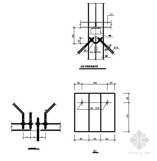 钢梁与混凝土柱连接dwg资料下载-门式钢架详图之支撑与梁柱连接