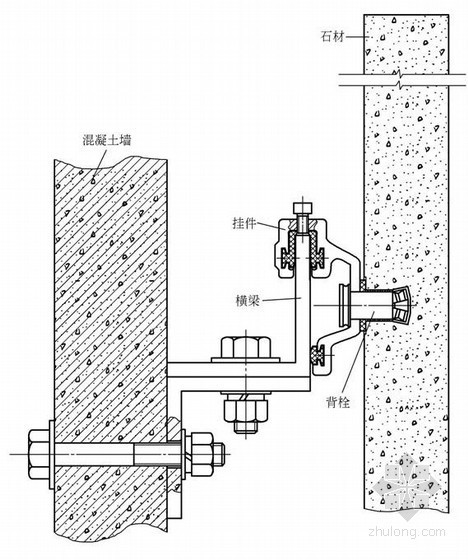背栓式石材幕墙节点资料下载-K型背栓式连接详图