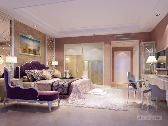优雅现代的欧式家具资料下载-优雅欧式卧室3d模型下载