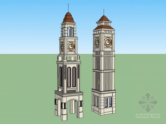 钟楼建筑cad资料下载-钟楼sketchup模型下载