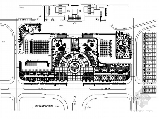 广场规划平面图资料下载-某火车站广场绿化平面图