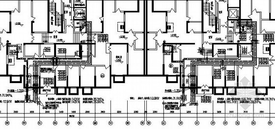 [山西]高层住宅楼地板辐射采暖及防排烟系统设计施工图-地下一层采暖管平面图 
