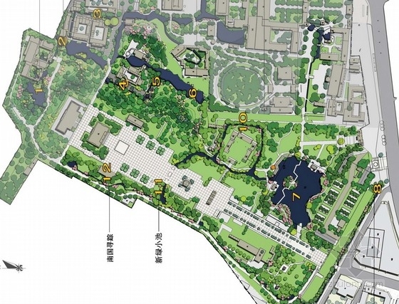 [成都]历史文化园区滨水景观规划设计方案-总平面图 