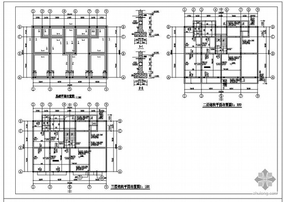 标准层结构图资料下载-某三层别墅结构图