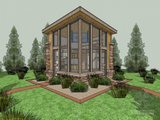 科罗曼德尔乡村小屋资料下载-精致小屋SketchUp模型下载