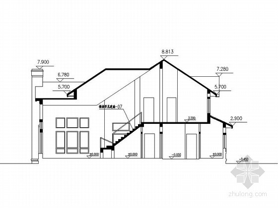 [杭州]某森林住宅区二层别墅建筑方案图- 