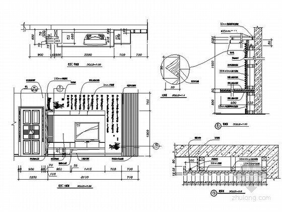 CAD电视背景墙详图资料下载-中式电视背景墙详图
