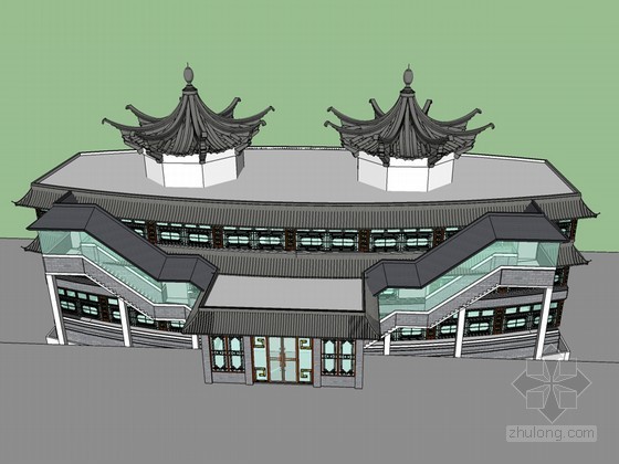 古建模型酒店资料下载-古建酒店SketchUp模型下载