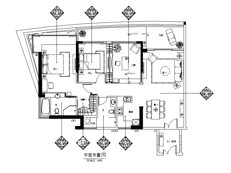 蓝色妖姬风格的住宅资料下载-[海南]蓝色维也纳风格样板房设计CAD施工图（含效果图）