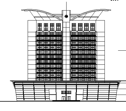青年旅社设计方案资料下载-高层椭圆造型某市大酒店设计方案图