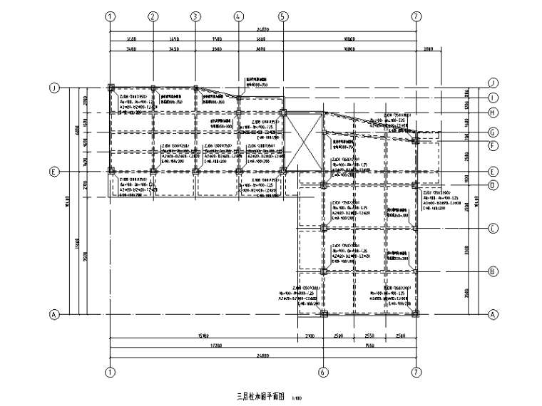 校室及宿舍楼框架结构加固改造施工图2016-三层柱加固平面图