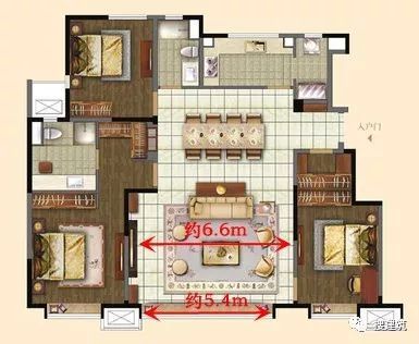 150平方米的户型平面图资料下载-万科销售最快的150㎡户型，6.6米宽的客厅！！