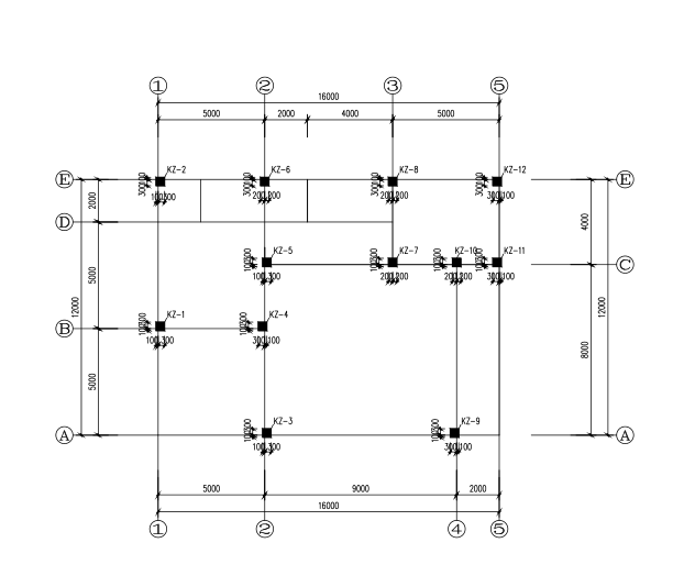 [甘肃]二层框架结构别墅建筑结构施工图（CAD、21张）-柱平面布置图2