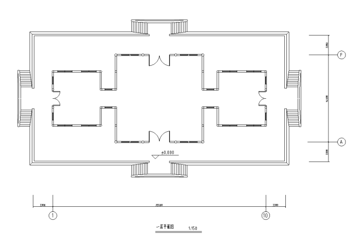 汉代某王阁建筑方案图-一层平面图